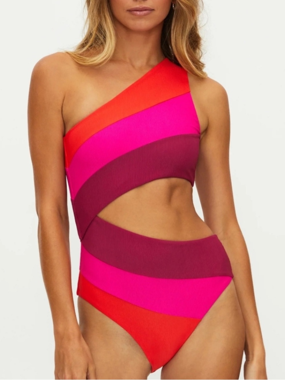 BEACH RIOT joyce one piece swimsuit cutout be mine colorblock pink size M - Picture 4 of 12